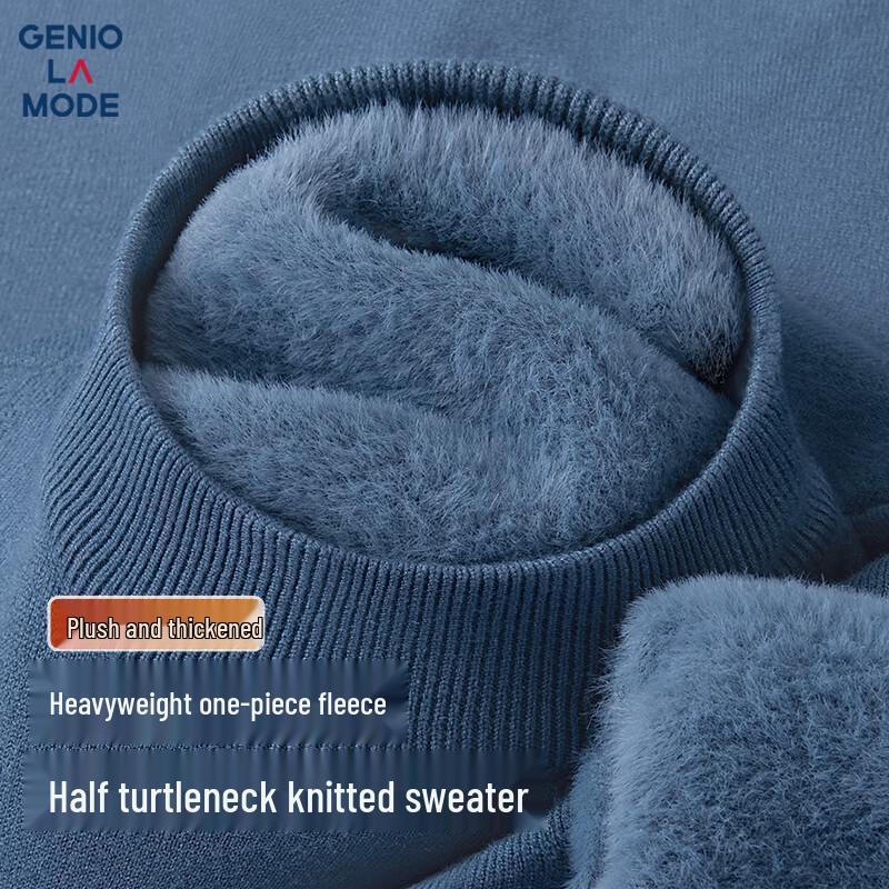 

GENIOLAMODE Men s Plush Lined Half-High Neck Knit Sweater 3XL