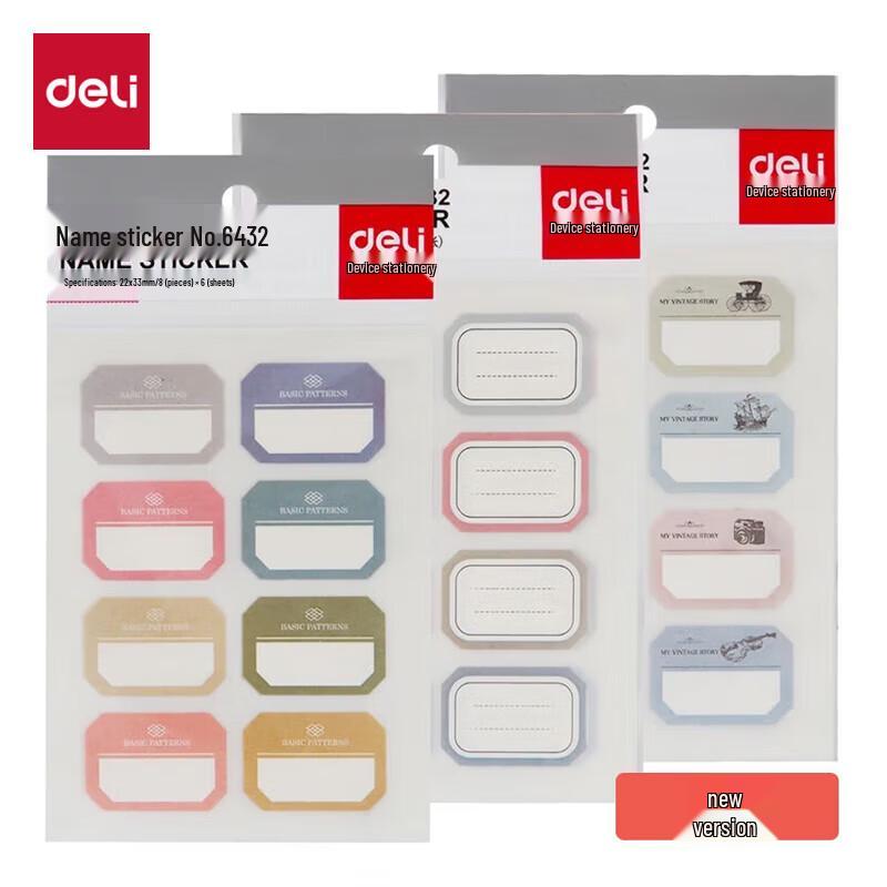 Deli Mixed Color Self-Adhesive Name Tags & Sticky Notes