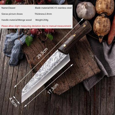 Cuchillo de pescado multiusos afilado, cuchillos de cocina, cuchillo rebanador forjado, mango de madera maciza, herramienta de cocina de tacto cómodo.