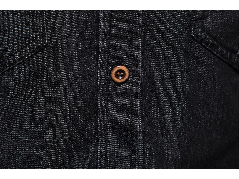 2022 Trendy Men's Casual Solid Color Non-Iron American Size Long-Sleeve Denim Shirt