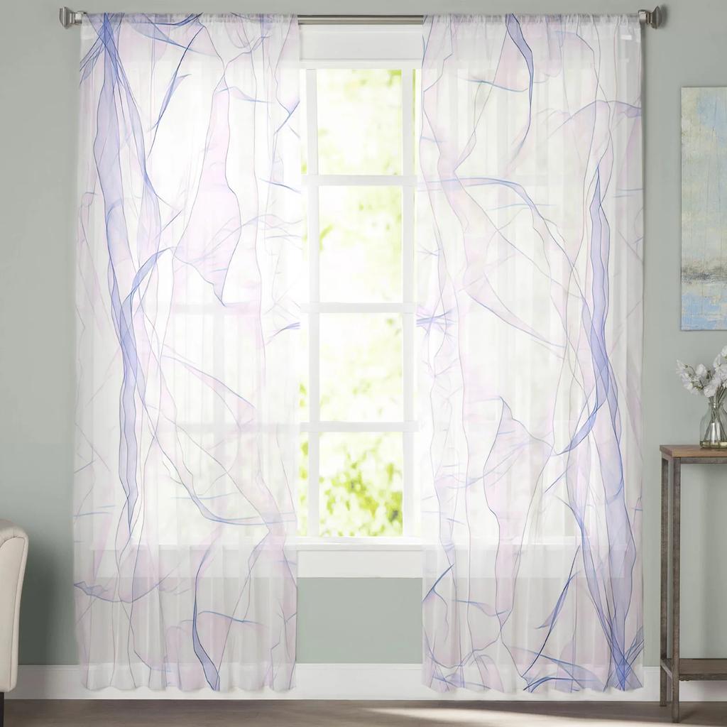 Linie Farbverlauf Muster Lila Abstrakte Voile Gardinen Wohnzimmer Fenster Tüll Vorhang Küche Schlafzimmer Vorhänge Wohnkultur