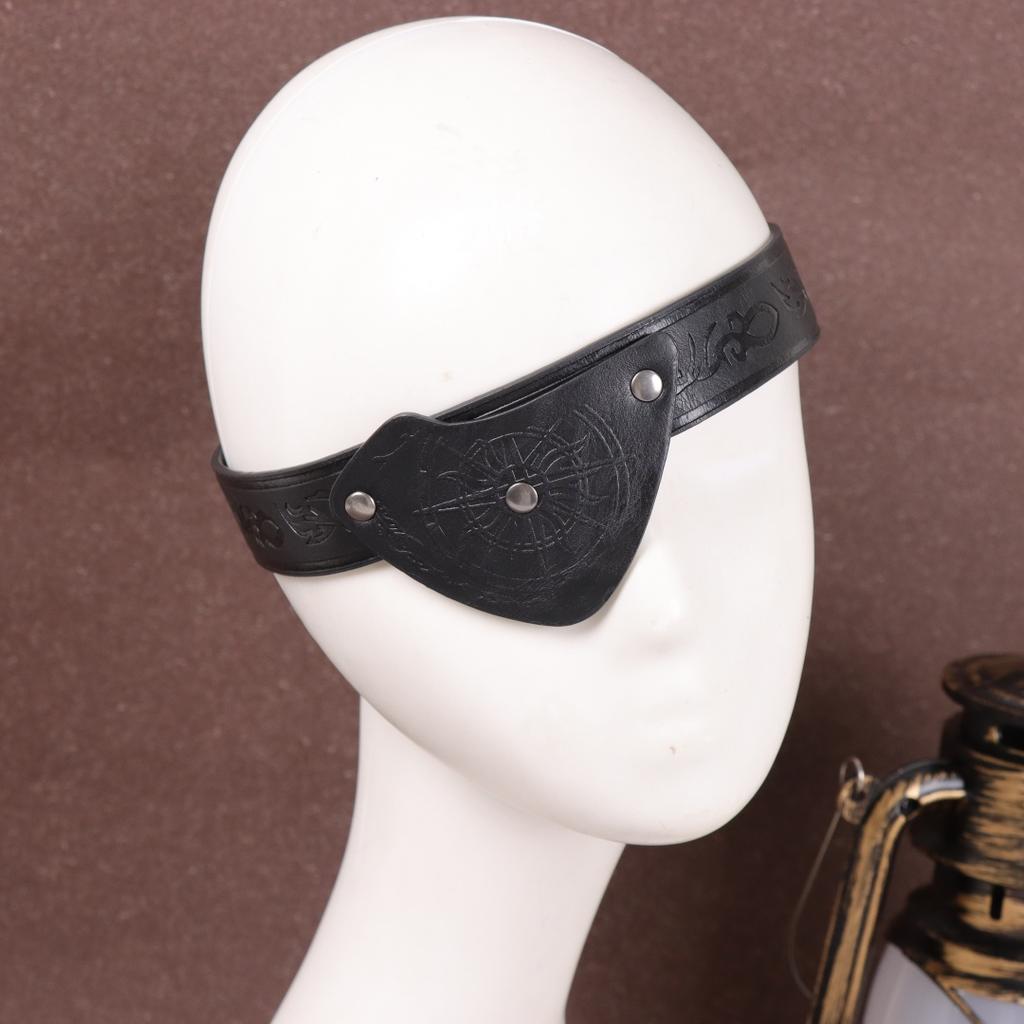 Medieval Embossed Pirate Eye Patch, Vintage Faux Leather Eye Mask Viking Accessories, Renaissance Eye Cover Cosplay