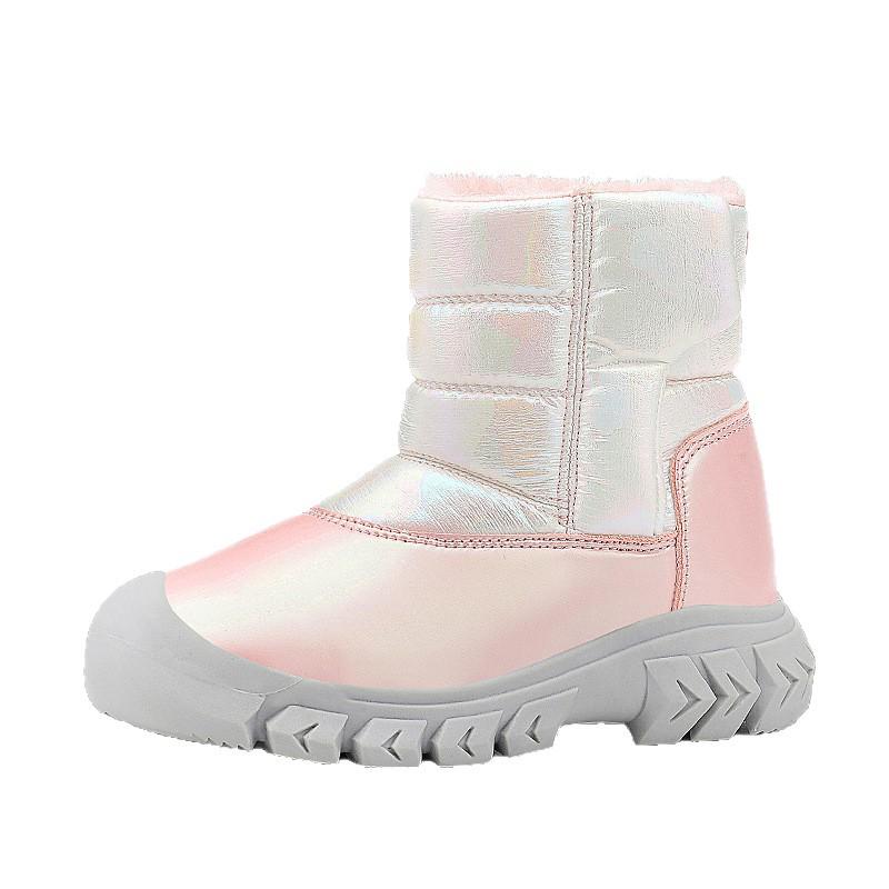 2025 Winter Kids' High-Top Fur-Lined Cotton Snow Boots: Non-Slip, Warm Hiking Shoes for Boys and Girls