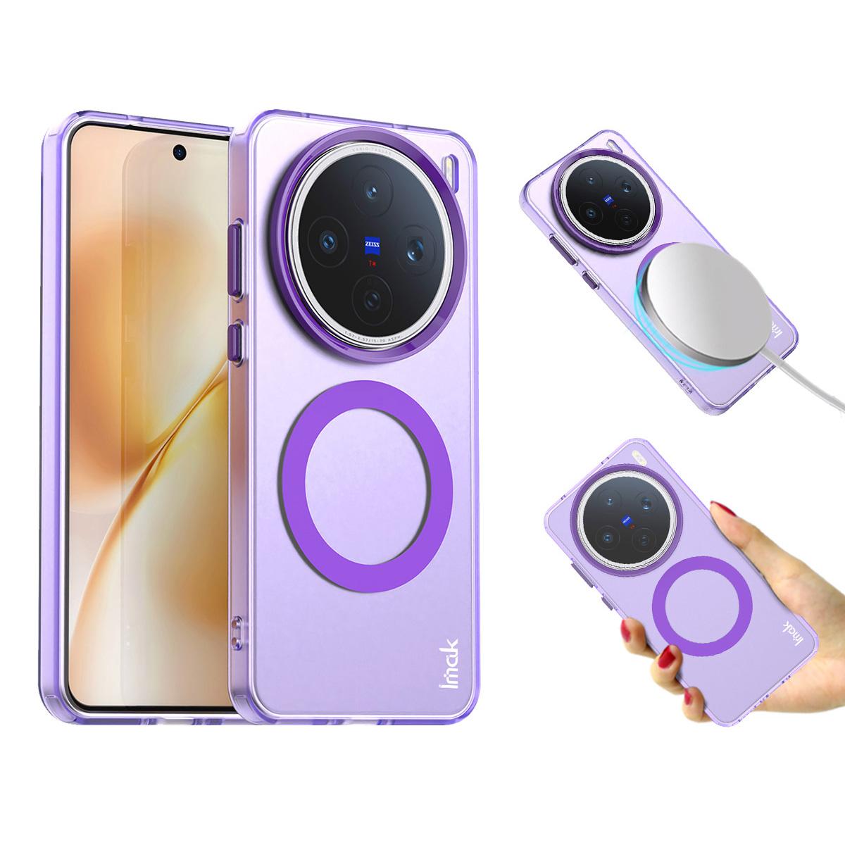 

IMAK Чехол для vivo X200s 5G Совместимый с MagSafe Конфетный цвет Противоударная задняя крышка из ТПУ+ПЭТ Purple