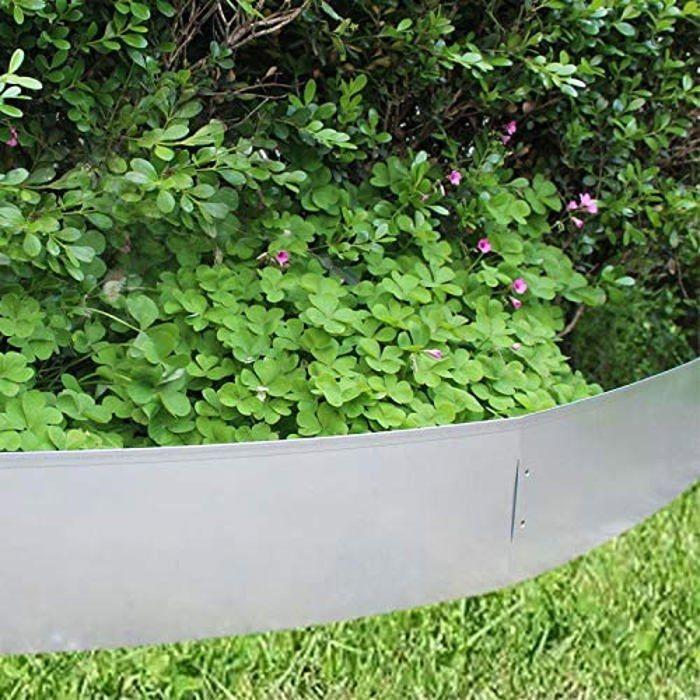 Bordure de Jardin en métal alu/zinc - ICH-ZAPFE.DE - 14 cm x 100 cm - Galvanisé - Gris
