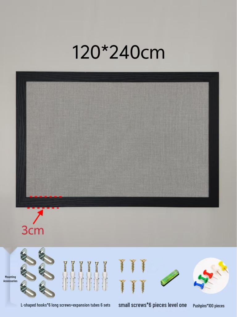 Black Frame Burlap Cork Board: Wall-Mounted Photo & Message Display for Kindergarten Theme