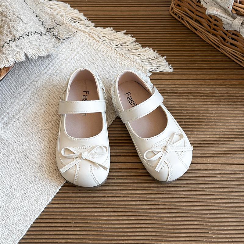 2026 Kids' Korean Style Bow Leather Flats - Versatile, Comfortable Princess Dance Shoes for Spring & Autumn