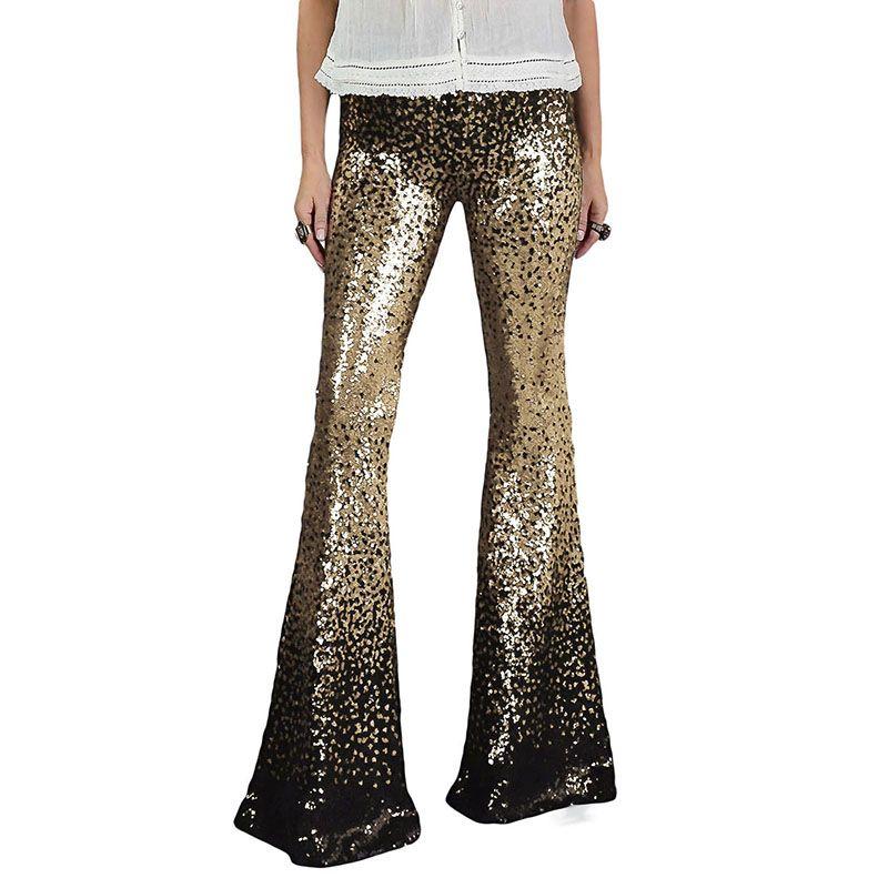 

Модные брюки с высокой талией градиентного цвета с пайетками Black Size S fit (45.00 kg-55.00 kg