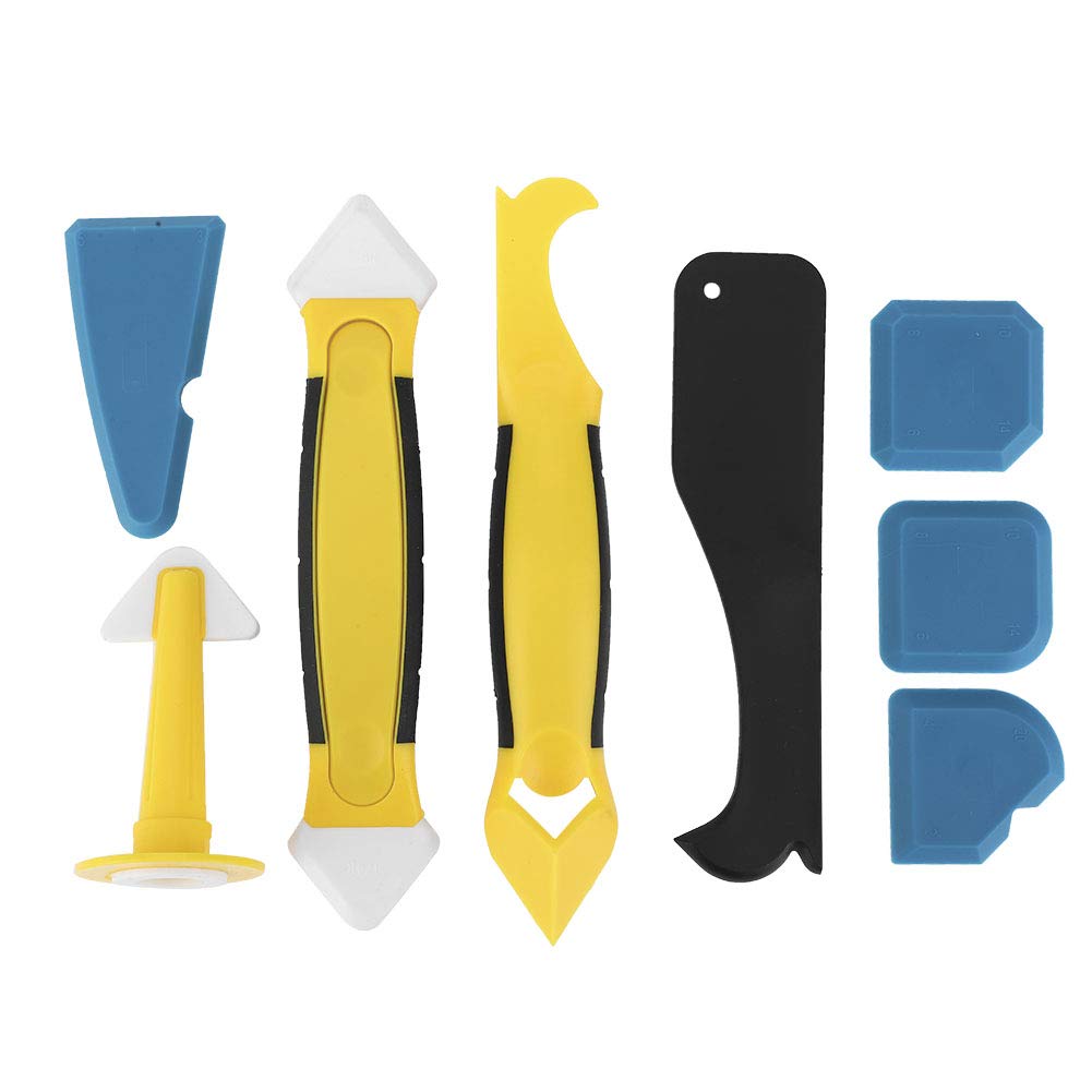 Walfront 8Pcs Plastic Spatula Silicone Sealant Remover Hand Operated Tool Scraper Joint Silicone Grout Remover Plastic Scraper, Scraper