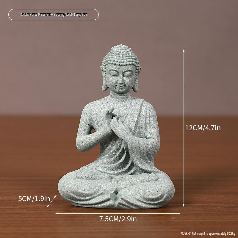 Green Sandstone Buddha Statue: Zen Decor for Home and Garden