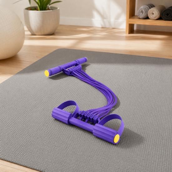 Pedal Resistance Band with Handle, 10-Tube Pedal Ankle Puller Exerciser, Multifunction Tension Rope for Arm, Leg, Waist, Shoulder Training