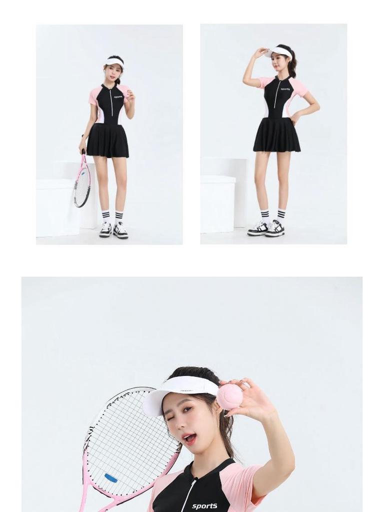 2025 Women's Slim One-Piece Swimsuit: New Skirted Style, Quick-Dry, Conservative, Ideal for Vacations and Hot Springs