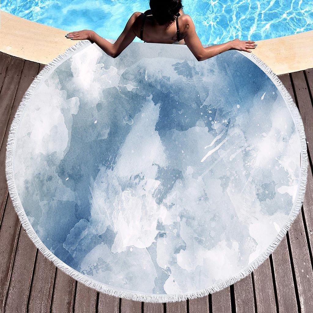 Abstract Watercolor Round Beach Towel,Splashing Ink Lightweight Absorbent Sand Proof Beach Blanket for Swim Sport Beach Gym Yoga
