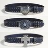 Gothic Waist Belt for Cowgirl Carved Silver Buckle Retro Silver Buckle Waist Chain Stylish Belt Fashion Accessories
