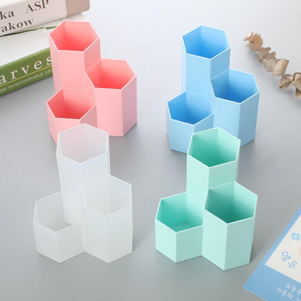 Large-capacity Pencil Case 3-Grid Desktop Organizer Multifunctional Pen Holder Student