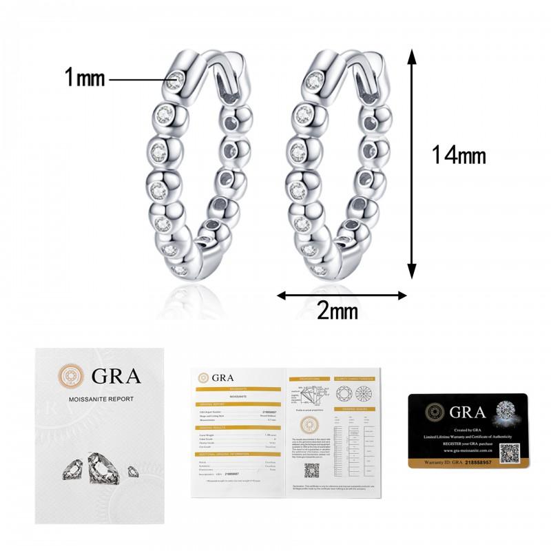 Sterling Moissanite Stud Earrings Women Geometric Hoop Design Minimalist Fashion Jewelry 14mm Moissanite, Certificate