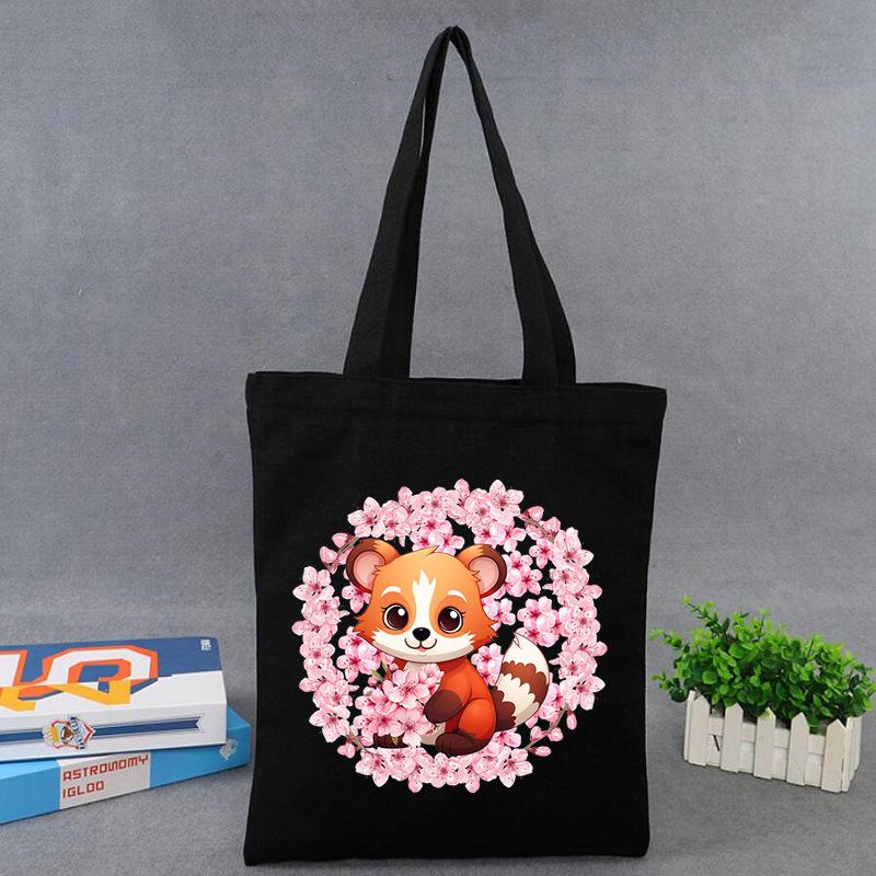 Cherry Blossoms Animal Koala Printed Shoulder Bag Student Large Capacity Canvas Eco-Friendly Bag
