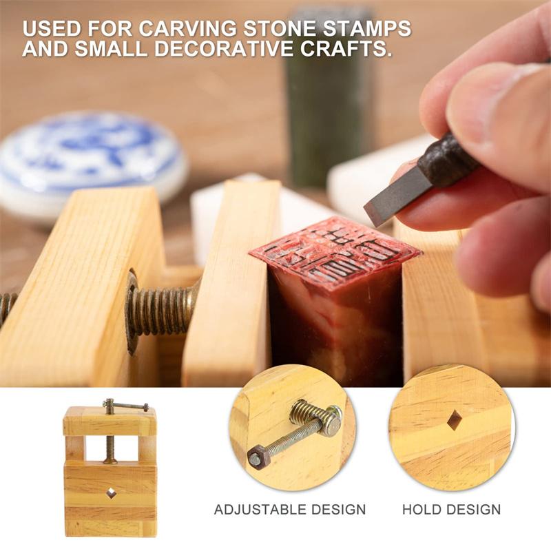 Wooden Flat Engraving Seal Stone Vise Woodworking Carving Engraving Fixing Tools Mini Clamp-on Bench Vise Flat Tongs