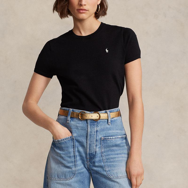 Polo Ralph Lauren Ss23 Solid Color Embroidered Loose Short Sleeve T-Shirt Women T-Shirt Black WMPOSWENC020608-001