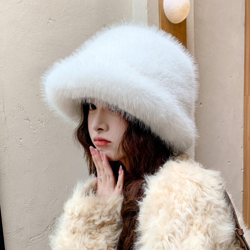 Faux Fur Women's Cossack Hat, Soft and Lightweight Plush Beanie, Solid Color Fuzzy Hat