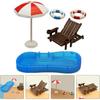 Puppenhaus Mini-Schwimmbad, Miniatur-Strandkorb-Set, Dekorationen, Sommer, Puppenhaus-Zubehör, Mini-Puppenhaus-Möbel, Spielzeug, Geschenk für Kinder