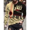 Musikinstrument T-Shirts für Herren Gitarre Klavier 3D-Druck Langarm-T-Shirt Harajuku Y2k T-Shirt Streetwear Oversize-Oberteile Herrenbekleidung