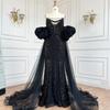 Lilac Purple Bead Bubble Sleeve Temperament Long Dress Annual Meeting Host Banquet Light Luxury Dress Dress LA11111