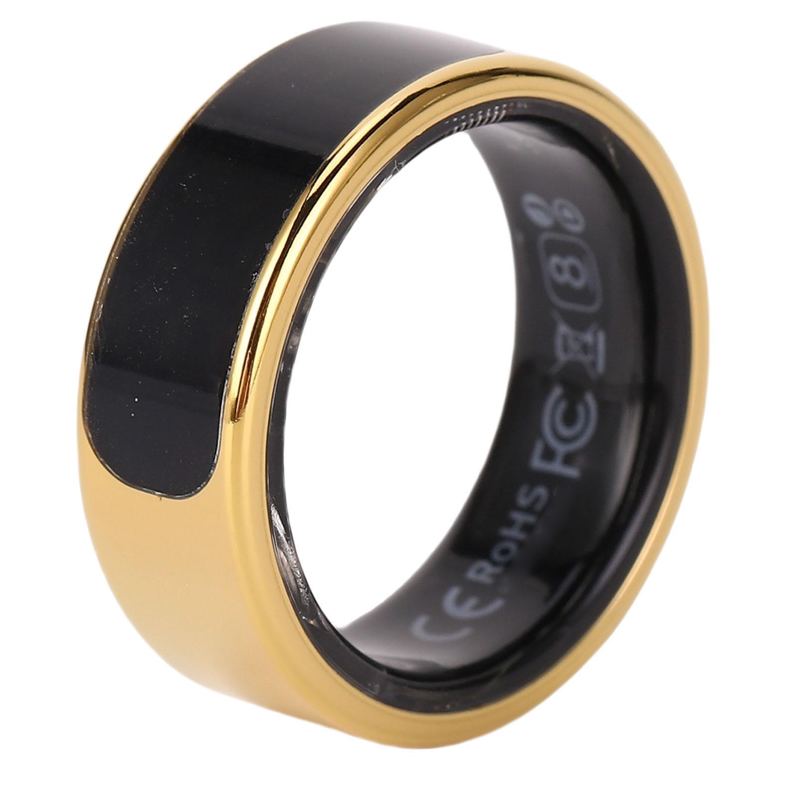 

Smart Ring Gold Touch Display Screen Gesture Control IP68 Water Proof Sleep Activity Fitness Tracker Ring Size 8 Size 8