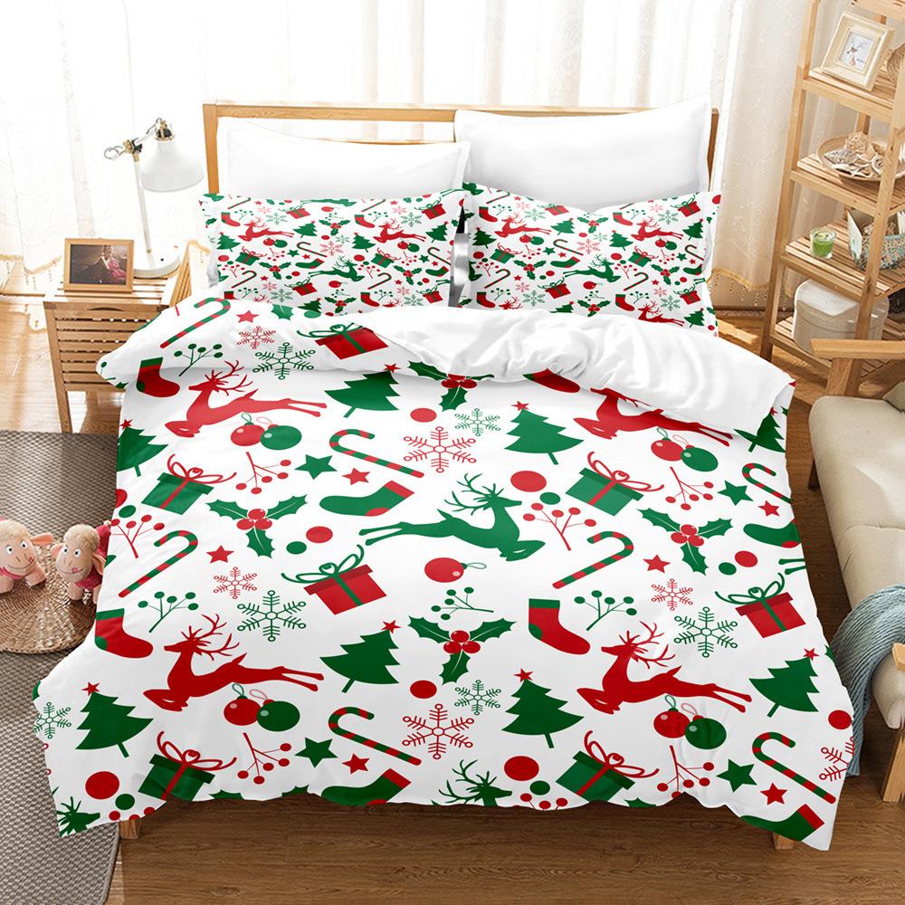 Christmas 3D Digital Printing Three-Piece Set, Bedding Kit, Christmas Knitting