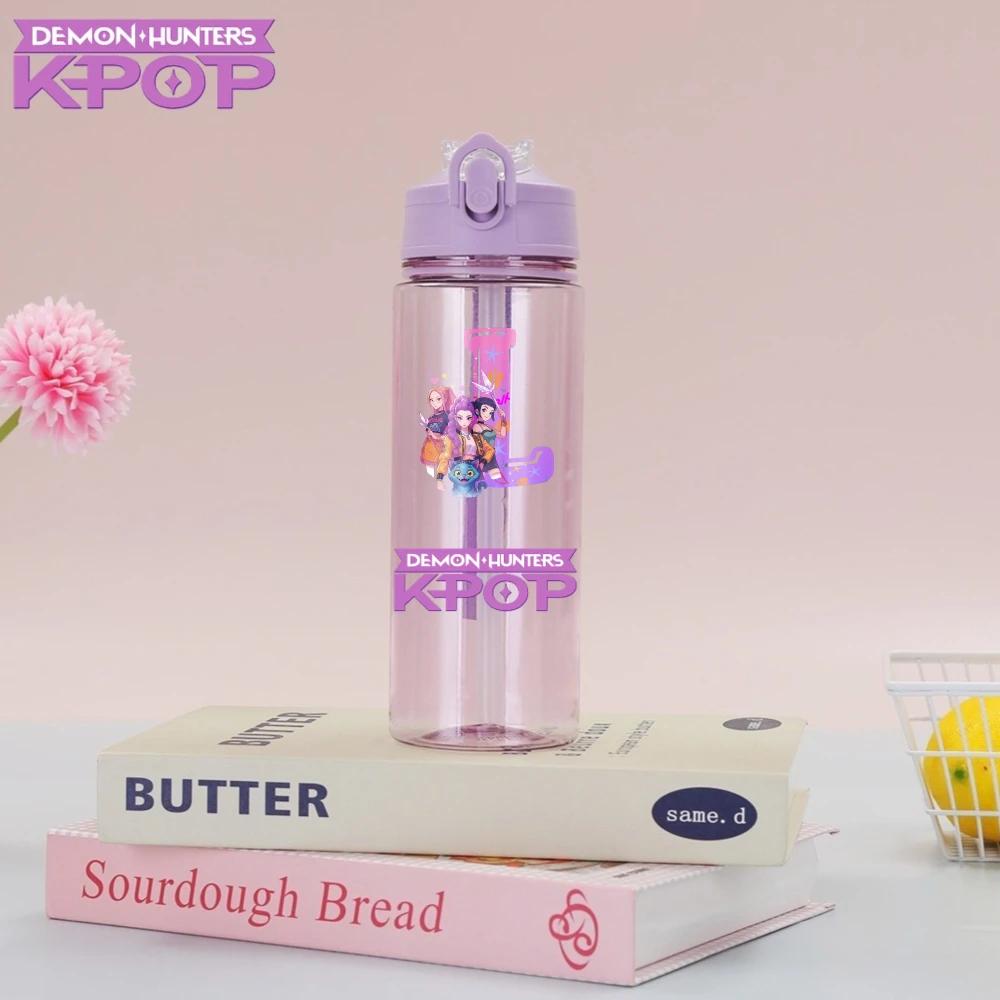Demon Hunter Plastic Water Cup Rumi Mira Zoey Drinking Bottle Hunters Gourde Cups Warriors Gourd KPOP HUNTRX 900ml k pop Kid Friendly Entertaining Fun