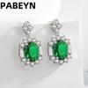 925 Sterling Silver Jewelry Set With Emerald And Zircon Necklace, Earrings And Ring, Elegant Accessories Collection For Women