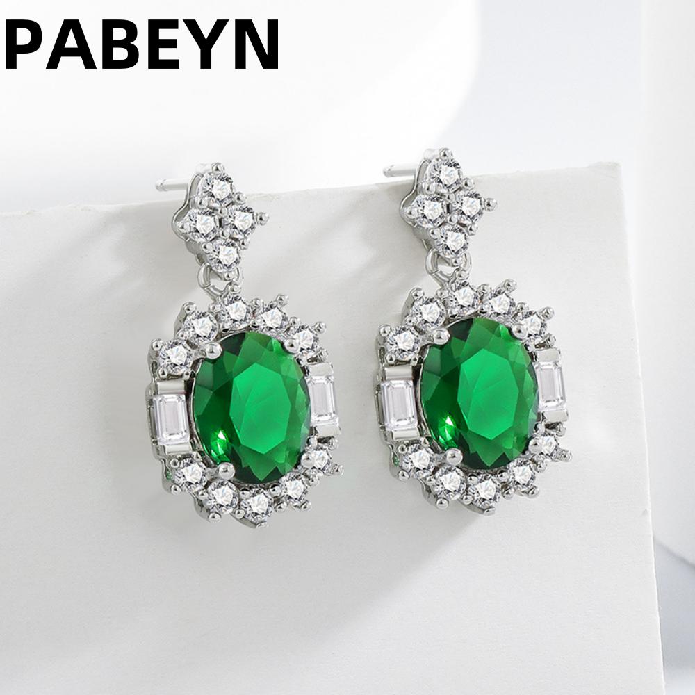 925 Sterling Silver Jewelry Set With Emerald And Zircon Necklace, Earrings And Ring, Elegant Accessories Collection For Women
