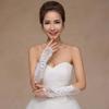 Bridal Wedding Evening Gown Satin Gloves with Rhinestone Flowers for Photo Shoots