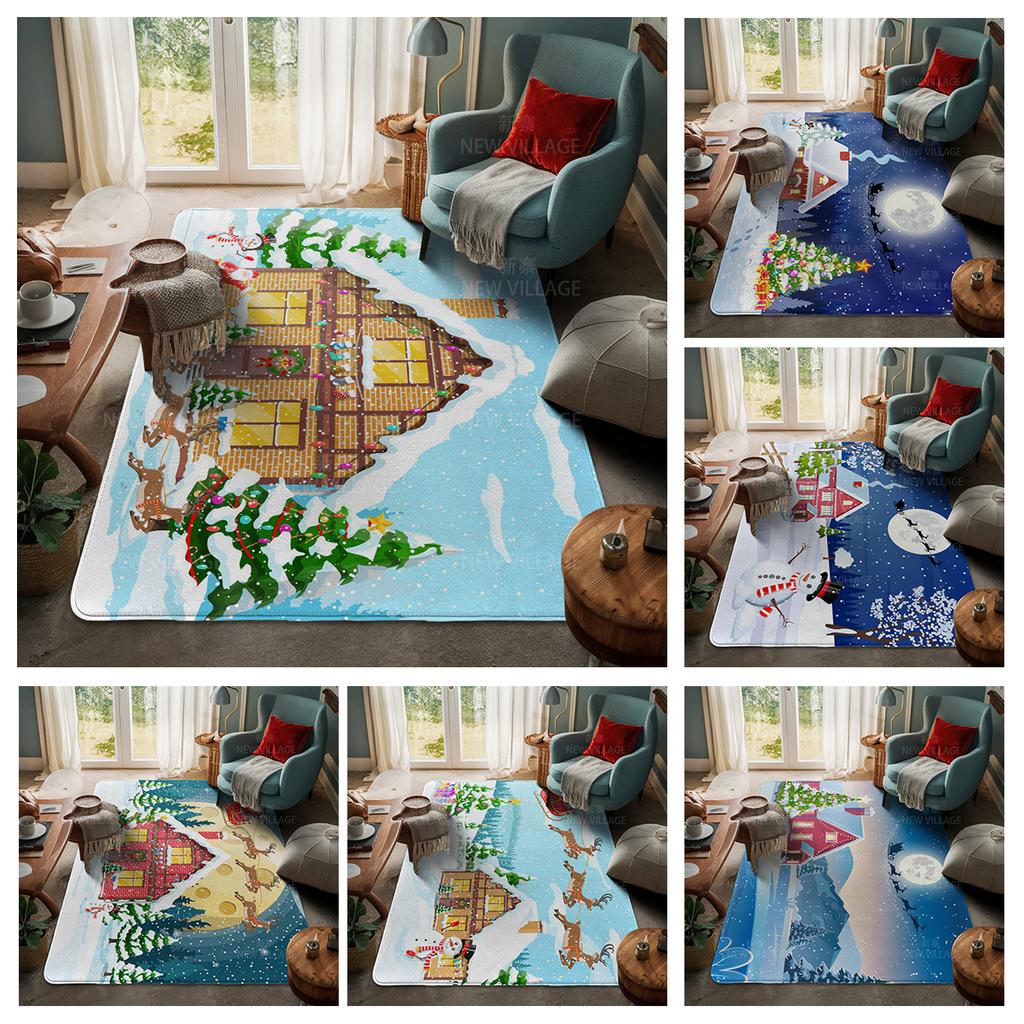House Entrance Carpet Home Door Mat Living Room Bath Foot Bathroom Non-slip Water Absorption Rugs Bath Merry Christmas Winter