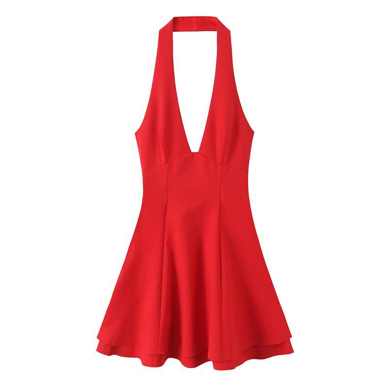 Kaslead New Women Clothes Western Style Fashion Simple Double-Layer Neck Collar Dress 3152249