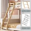 Letto a castello 90x200/140x200 cm bianco e naturale, letto familiare in legno con scale contenitore, scaletta, 3 cassetti sotto il letto e protezione anticaduta per la cameretta dei bambini