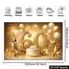 Sfondo per 60° compleanno su piano 2D, tema oro champagne con elementi dorati scintillanti per il 60°