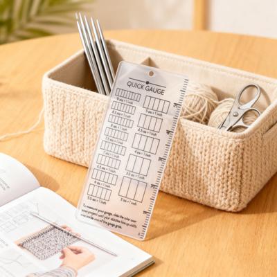 Régua de Medição Tricotada Rápida Escala Dupla Face Calculadora de Pontos Calibradores de Agulhas Ferramenta de Tricô Medidor de Precisão de Medição