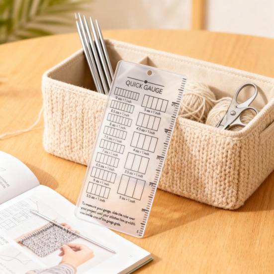 Quick Knitted Measuring Ruler Double-Sided Scale Stitch Calculator Needle Gauges Knitting Tool Measurement Accuracy Gauge