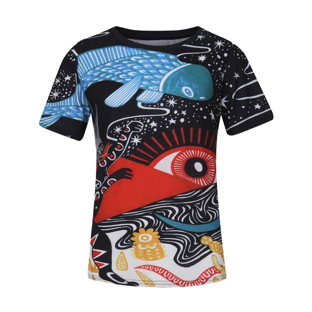 Men's Summer Casual 3D Printed Short Sleeve Round Neck Top T-shirt Blouse