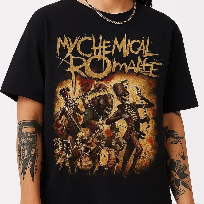 My Chemical Romance Skeleton Parade Shirt Gothic MCR Marching Band Tee Reprint Unisex T-Shirt XXXL