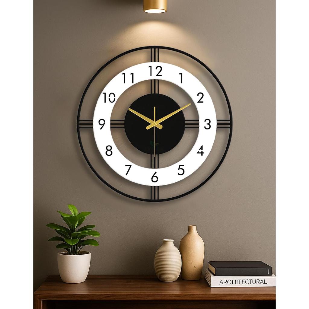50 cm / Analog Modern Metal Wall Clock for Living Room | Fancy Stylish Latest Large Wallclocks for Home Decor | Antique Silent Wall Watch