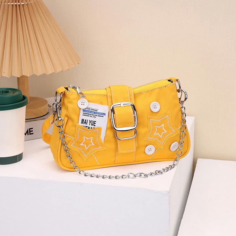 

Star Denim Crescent Canvas Chain Bag - Trendy Niche Design Handbag жовтий