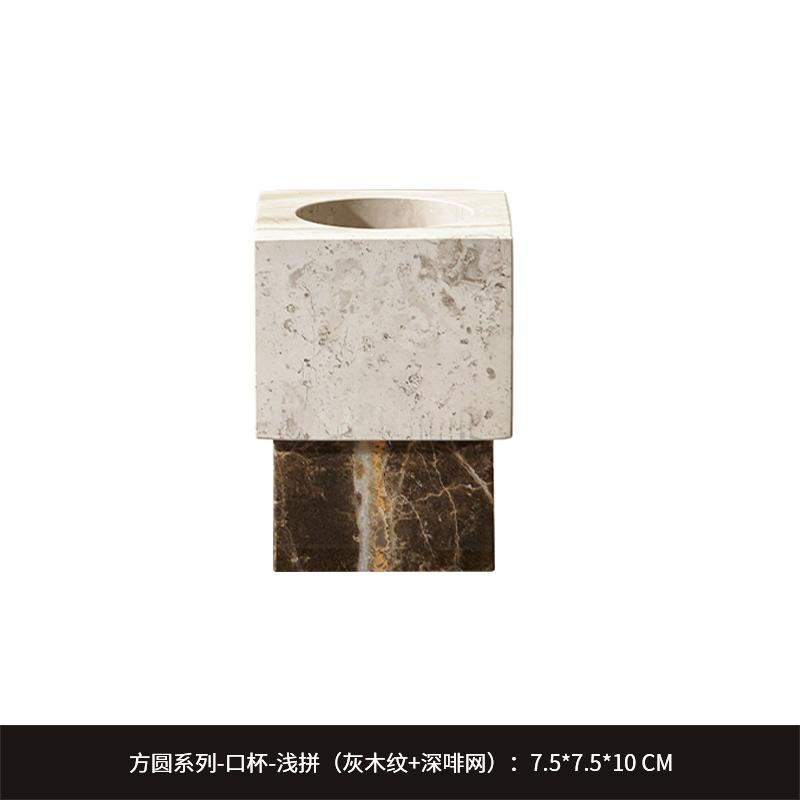Nordic Color-Blocked Marble Lotion Bottle and Aromatherapy Tray Bathroom Accessories with Exquisite Color-Blocked Soap Dispenser