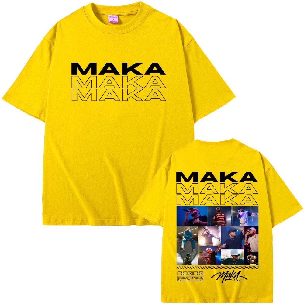 Rapper Maka Double Sided Print T-shirt Aura Tour Men Women Hip Hop Fashion Pop Music T Shirts Male Casual Black Vintage T Shirt