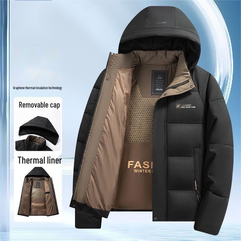 

2025 Men s Graphite Short Business Cotton Jacket - Thickened, Warm, Casual Winter Wear 3XL (135-150 kg)