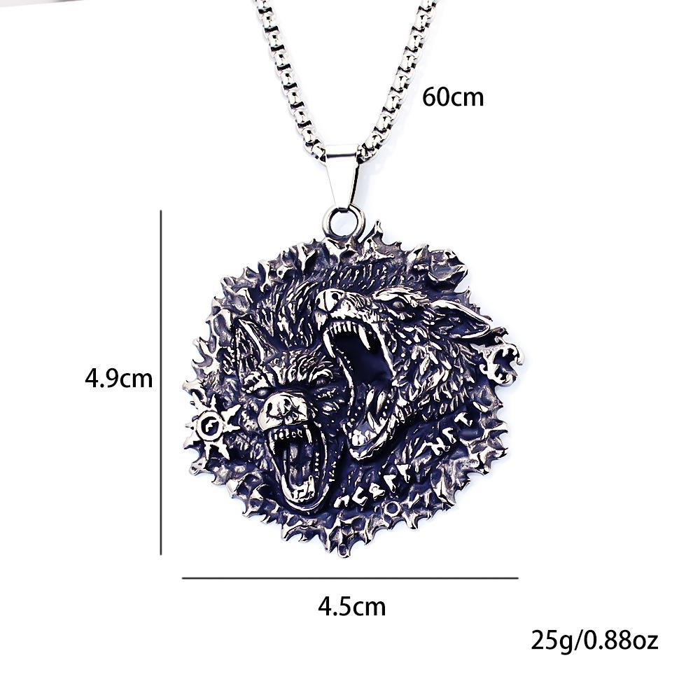 Necklace Nordic Viking Fashion Double Wolf Rune Summer Versatile Men's Pendant