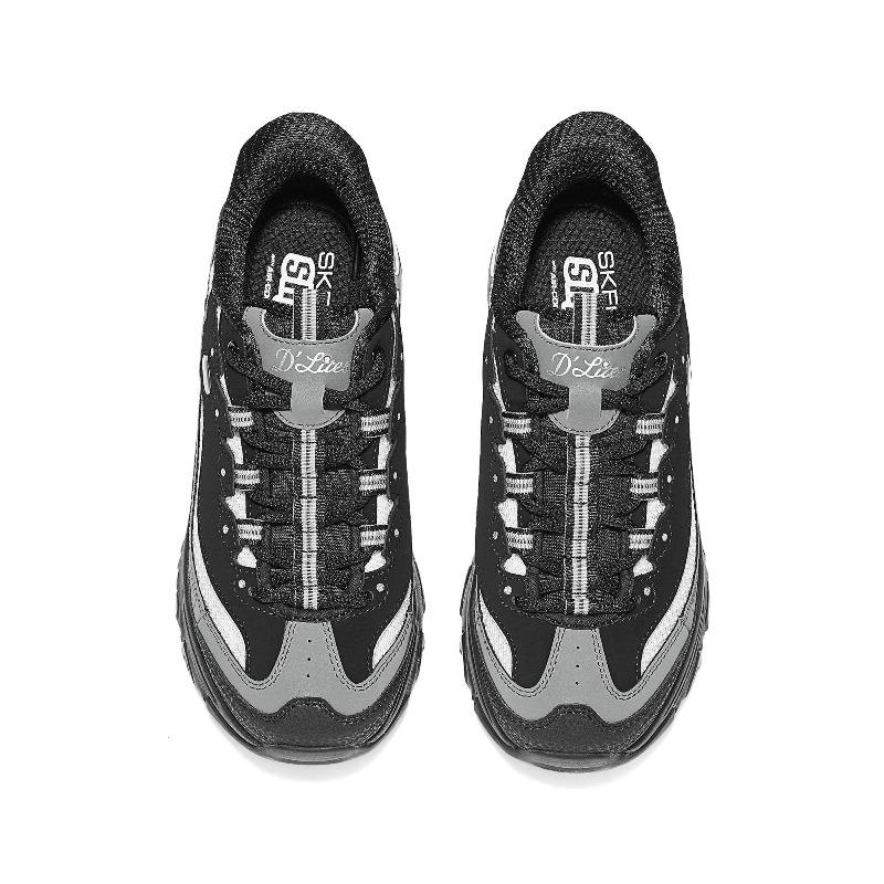 Skechers Women Black Grey Low Top Dad Shoes Breathable Support 150866-BKCC