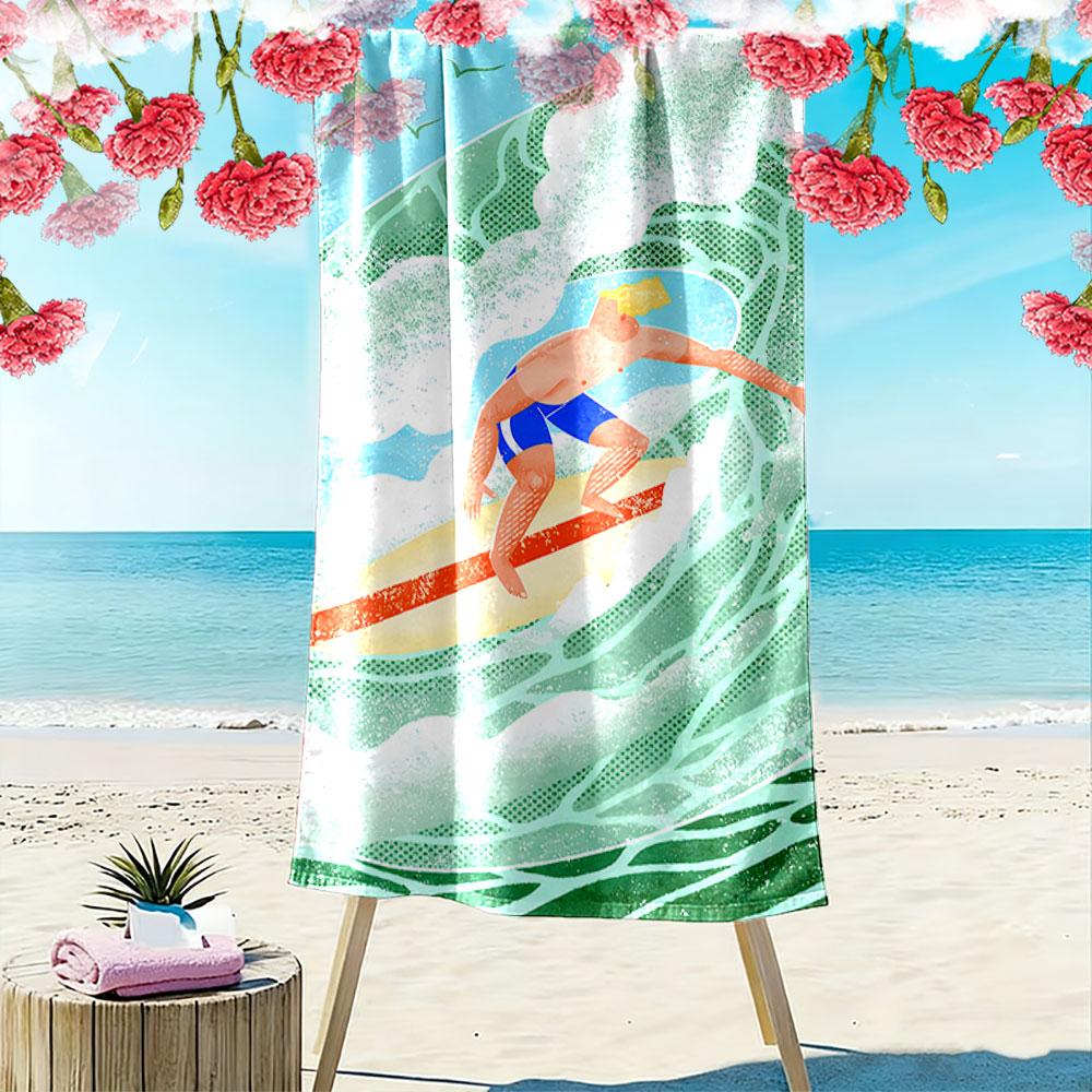 Surfer Riding Ocean Waves A must-have beach towel for beach travel