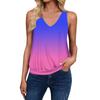 Tank Topy Damskie Luźne Bez Rękawów Dekolt w Serek Retro Nadruk T-shirt Damskie Casualowe Letnie Bluzki